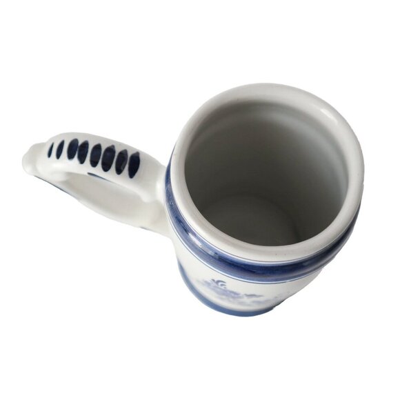 Vintage Delft Blue Mug with Lid Windmill Holland Delftware Delfts Beer Stein Tan - Picture 4 of 5